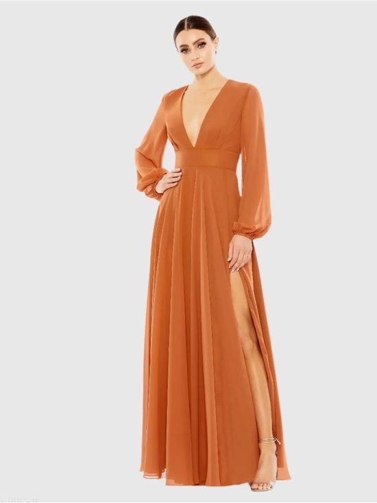 Mac Duggal Dresses & Skirts - NWT Ieena for Mac Duggal V-Neck Illusion Long Sleeve Chiffon Gown - size 20